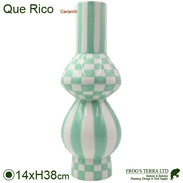 Rakuten - カプリエラスクエアーズ＆ストライプス Que Rico Pomme Pidou（直径14.5cm×H38cm）底穴なし（陶器） 一輪挿し