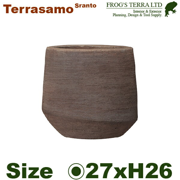 Rakuten - GP テラサモ スラント Terrasamo 27（直径27cm×H26cm）8号対応（底穴あり ハンドメイド 土もの 陶器鉢 テラコッタ プランター 園芸 素焼 ポット）