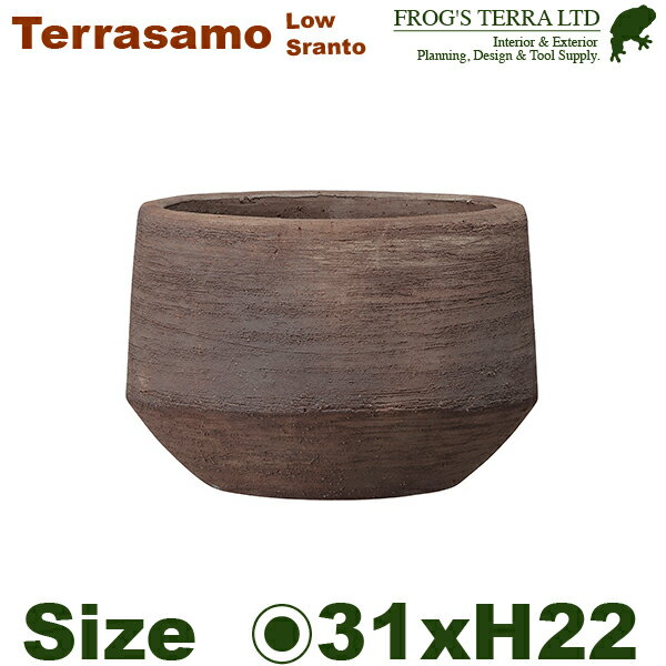 Rakuten - GP テラサモ ロースラント Terrasamo 31（直径31cm×H22cm）（底穴あり ハンドメイド 土もの 陶器鉢 テラコッタ プランター 園芸 素焼 ポット）