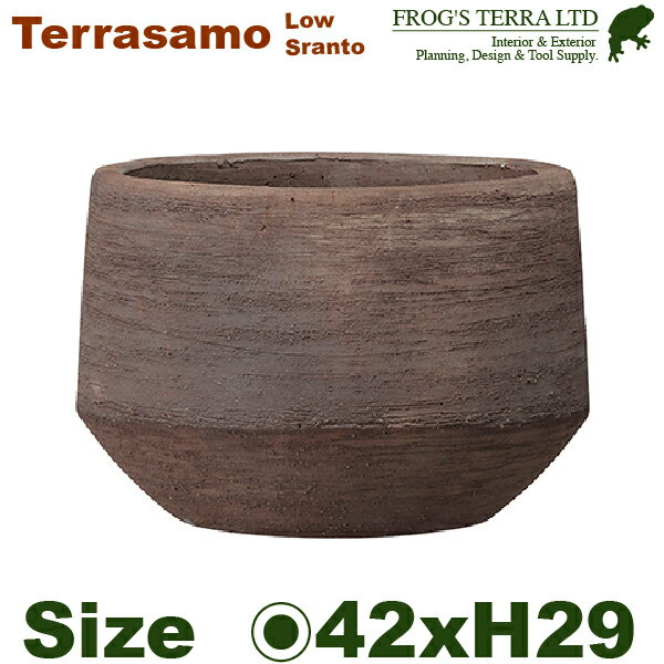 Rakuten - GP テラサモ ロースラント Terrasamo 42（直径42cm×H29cm）（底穴あり ハンドメイド 土もの 陶器鉢 テラコッタ プランター 園芸 素焼 ポット）