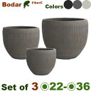 ボダール ボール SML SET(S直径22.5cmxH18.5cm/M直径27.5cmxH22.5cm/L直径35.5cmxH29cm)(底穴あり)(セメントファイバー)(プランター/ポット/鉢)