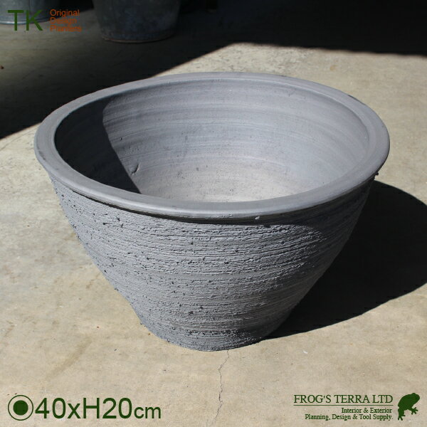 樂天商城 - KM 燻黒 丸型睡蓮鉢 水鉢 13号（直径40cm×H20cm）（底穴なし）（素焼製）（金魚/めだか）