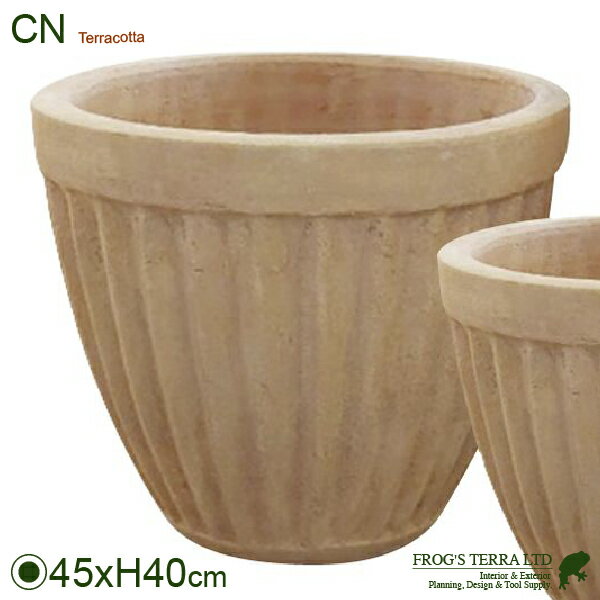 【法人宛限定商品】CN ラウンドストライプ M（直径45cm×H40cm）（底穴あり）（素焼）