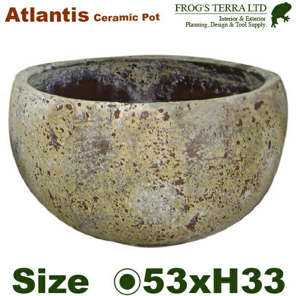 アトランティススクワットL・FS6408ADL・Atlantis(直径53cmtimes;H33cm)(底穴あり)(陶器製)(観葉鉢)
