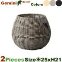 ジェミニバスケット M 2個セット(直径25cm×H21.5cm)(底穴なし)(再生プラ)(植木鉢/鉢カバー)(プランター/園芸/寄せ植え/ポット)