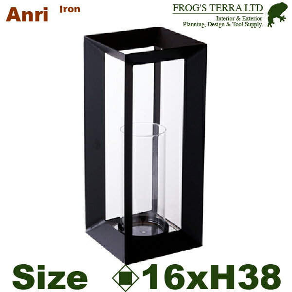 アンリ キャンドル ハイ TM-007Bk（口16cm×H38cm）（底穴なし）（鉄製 花器 ガラス）