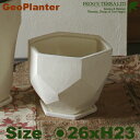 Geo Planter C0307（直径26cm×H23.5cm）（底穴あり 受皿付）（陶器製）（プランター/サボテン/多肉/寄植/観葉鉢）