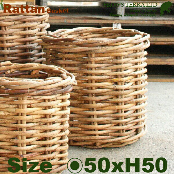 Rakuten - Rattan Basket M B1281（直径50cm×H50cm）（底穴なし）（ラタン/藤）（植木鉢/鉢カバー）（プランター/寄せ植え）
