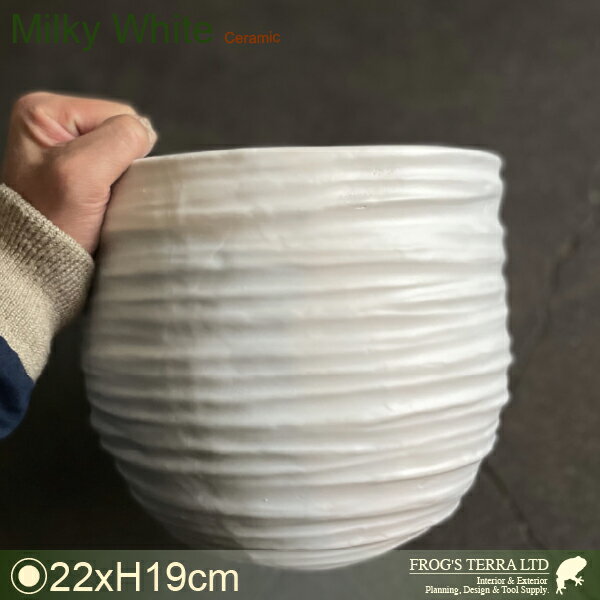 Rakuten - WLラウンドM・C3325（直径22cm×H19cm）（底穴なし）（陶器製）（プランター/ポット）（観葉鉢/園芸）