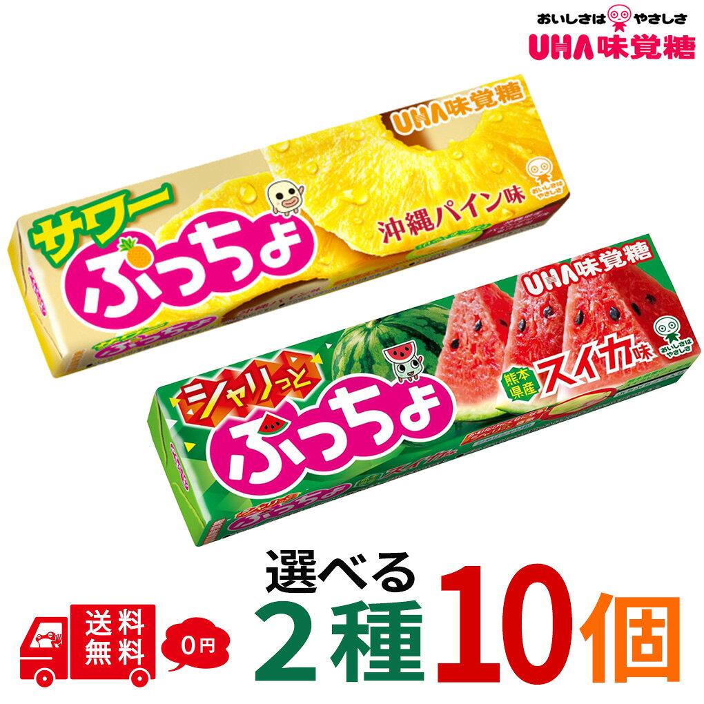 ぷっちょスティック 選べる2種 計10個 シャリっとスイカ 沖縄パイン味 ソフトキャンディ UHA味覚糖 サワー お菓子 おやつ キャンディー まとめ買い 大量 大容量 まとめ買い ギフト ばらまき