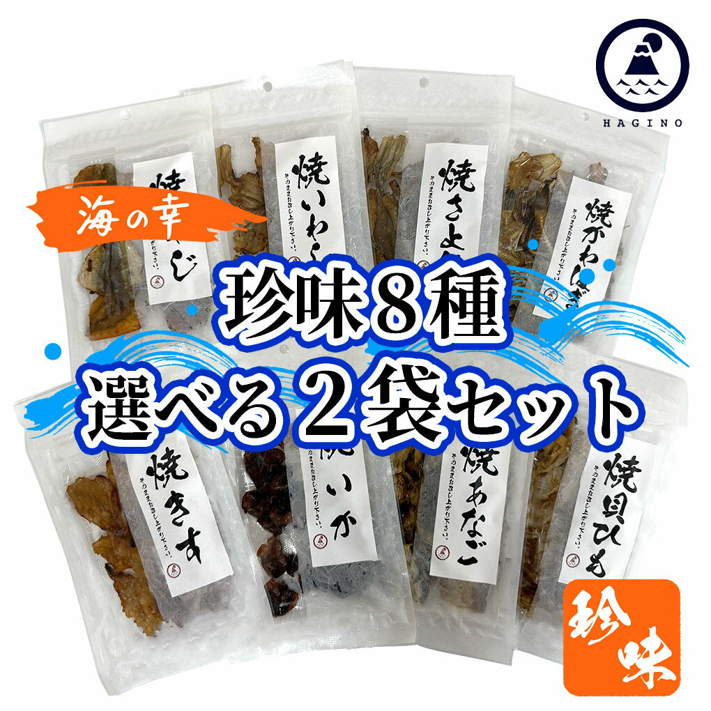 全8種類 選べる2袋 はぎの食品 珍味 ( 焼あじ 焼いわし 焼さより 焼かわはぎ 焼きす 焼いか 焼あなご 焼貝ひも ) おつまみ 干物 魚介 お酒のつまみ おやつ 晩酌 海鮮 魚介 アジ イワシ サヨリ カワハギ キス イカ アナゴ 貝ヒモ