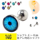 アイ モチーフ バーベル 14G サージカルステンレス イヤーロブ ヘリックス 軟骨ピアス ボディピアス アイ 眼 目