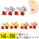 【セール】2個セット チェリー ビジュー ストレートバーベル 14G 16G 18G 20G サージカルステンレス ジルコニア ジュエル ヘリックス 軟骨ピアス...