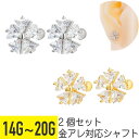 【セール】2個セット トライアングル ジュエル フラワー ストレートバーベル 14G 16G 18G 20G サージカルステンレス ジルコニア ヘリックス アウ...