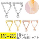 2個セット ジュエル バー チェーン ストレートバーベル 14G 16G 18G 20G サージカルステンレス ジルコニア ジュエル シルバー ゴールド ピンクゴールド イヤーロブ ヘリックス 軟骨ピアス ボディピアス ライン パヴェ ビジュー 揺れる ゆらゆら(4)