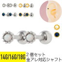 2個セット ミニ オパール ストレートバーベル 14G 16G 18G サージカルステンレス ジルコニア ジュエル シルバー ゴールド イヤーロブ ヘリックス アウターコンク 軟骨ピアス ボディピアス 小さめ 小ぶり メンズ レディース フェイク ストーン シンプル(4)
