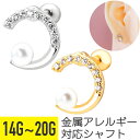 ハーフ サークル パール ジュエル ストレートバーベル 14G 16G 18G 20G サージカルステンレス ジルコニア シルバー ゴールド ヘリックス トラガ...