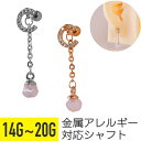 【セール】パープル ストーン ロング チャーム ストレートバーベル 14G 16G 18G 20G サージカルステンレス ジルコニア ジュエル シルバー ピンク...