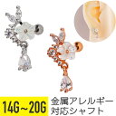フラワー ビジュー ティアドロップ チャーム ストレートバーベル 14G 16G 18G 20G サージカルステンレス 樹脂 ジルコニア ジュエル ヘリックス ...
