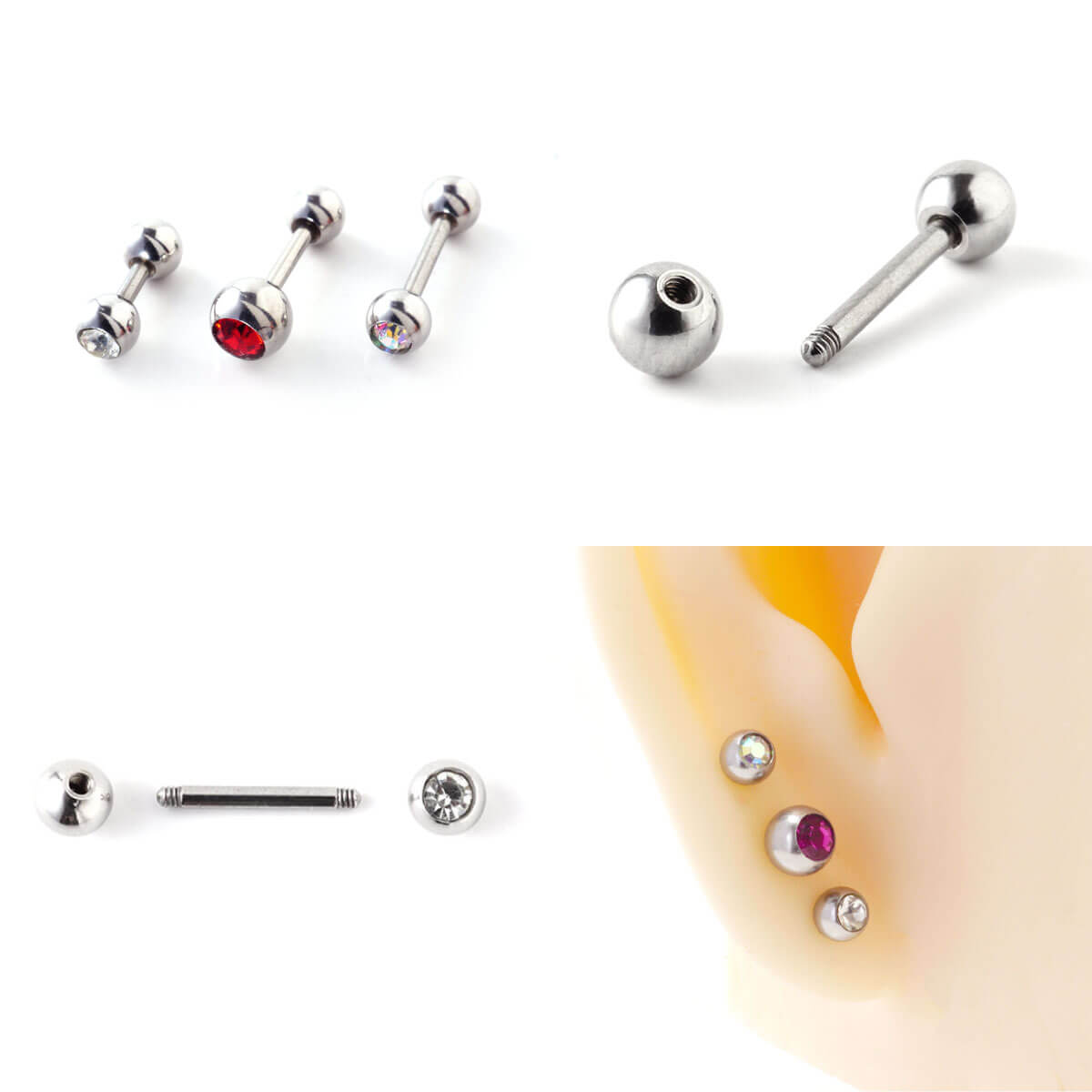 ジェム ストレートバーベル 16g 軟骨 ジュエル ストーン 16G 軟骨ピアス サージカルステンレス ピアス 金属アレルギー 安心 セカンドピアス ボディ ピアス トラガス 軟骨用 鼻ピアス つけっぱなし かわいい ファーストピアス 舌ピアス