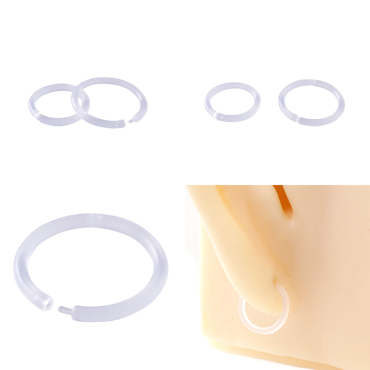 透明リング 14G 16G 18G 樹脂 アクリル 透明 イヤーロブ ヘリックス トラガス スナッグ コンク インダストリアル オービタル ロック アイブロウ ビンディ ブリッジ マディソン ネイプ 軟骨ピアス ボディピアス