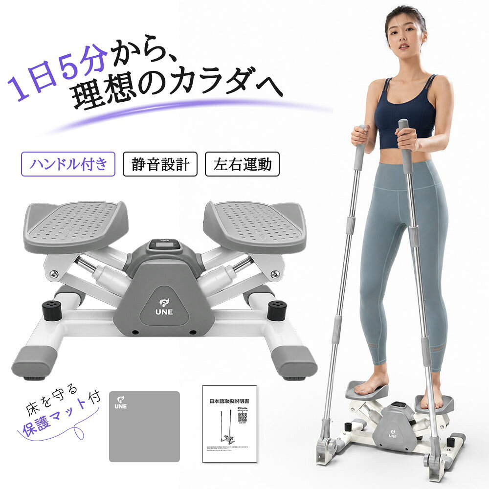 ツイストステッパー ハンドル付き 静音 サイドステッパー 踏み台昇降 ダイエット 左右捻り 室内運動 コンパクト 運動データ見える 健康器具 足踏み フィットネス エクササイズ 全身トレーニング 有酸素運動 自宅トレ 運動不足解消 マット付き
