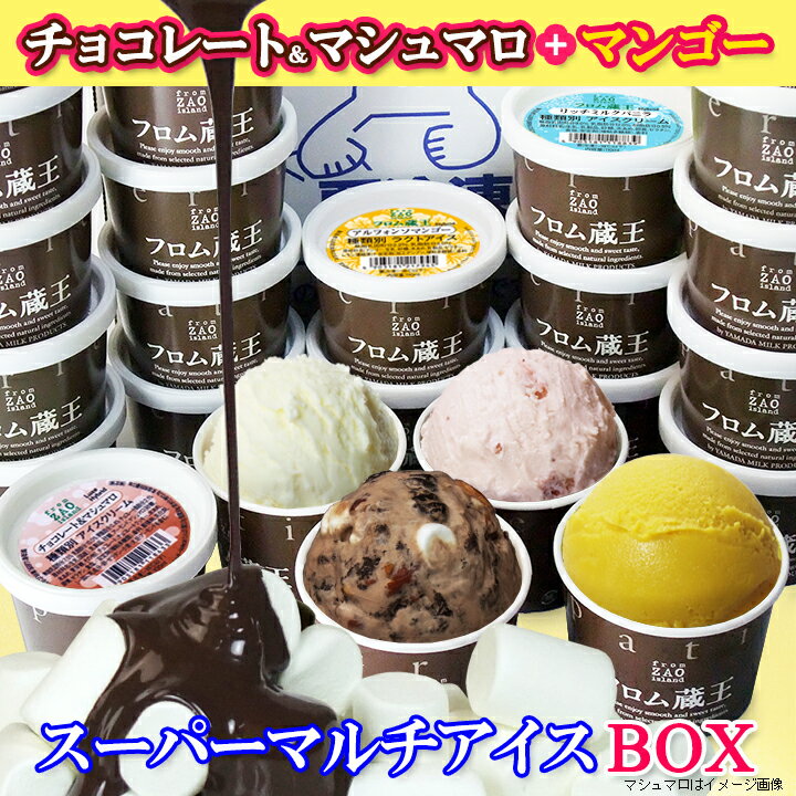 Mango - [5/31(23:59)迄早割]【送料無料】フロム蔵王 夏季限定 Hybrid マルチアイスBOX24 (チョコマシュマロ+マンゴー+いちご+バニラ)【アイスクリーム】