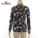 《お買い得》エムユースポーツ MU SPORTS トップス サンプル品 サイズ40(M) ブラック カットソー 長袖 ストレッチ ジップアップ ゴルフウェア スポーツ 日本製 レディース LCS1623
