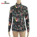 《お買い得》エムユースポーツ MU SPORTS トップス サンプル品 サイズ40(M) ブラック カットソー 長袖 ストレッチ ジップアップ ゴルフウェア スポーツ 日本製 レディース LCS1624