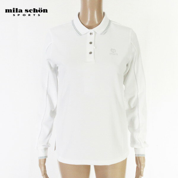 《75%OFF》ミラショーンスポーツ mila schon SPORTS ポロシャツ サイズ40(M) 訳あり ホワイト 長袖ポロシャツ トップス 日本製 ゴル...