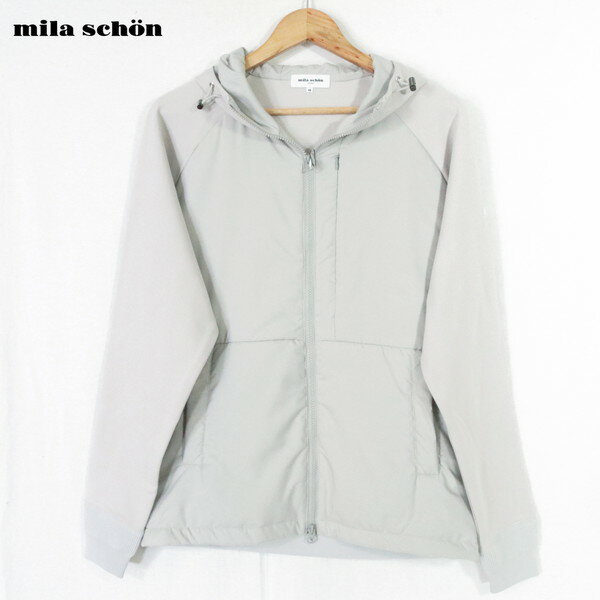 《75%OFF》ミラショーン mila schon ブルゾン サイズ48(L) 訳あり ライトグレージュ トラックジャケット 切替デザイン フード付き 日本製 秋冬 279-608 メンズ MJK1427