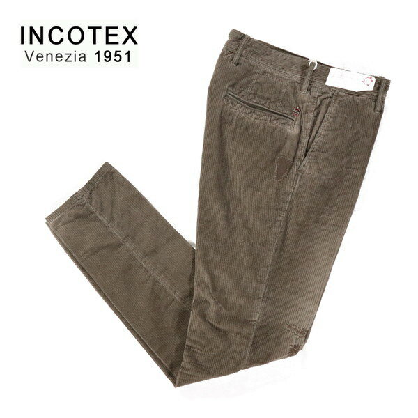 《60%OFF》インコテックス INCOTEX パンツ サイズ28(XS) ブラウン コーデュロイ コットン ストレッチ 刺しゅう入 メンズ MPT2749