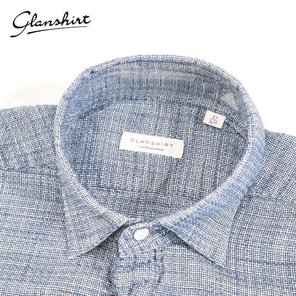 《60%OFF》グランシャツ Glanshirt イタリア製 春夏 半袖 綿 カジュアルシャツ サイズ37(S) ブルー メンズ MSH1776S