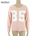 《お買い得》ヘザー Heather トップス ナンバーTシャツ ロンT 長袖 カットソー コットン S~Lサイズ ピンク レディース PCS2(4)