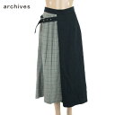 《お買い得》アルシーヴ archives スカート グレンチェック柄 フレア ロング丈 S~Mサイズ グレー×ネイビー レディース PSK11