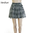 《お買い得》ヘザー Heather キュロットスカート チェック柄 ミニ丈 フレア Mサイズ ブラック×ホワイト レディース PSK5M