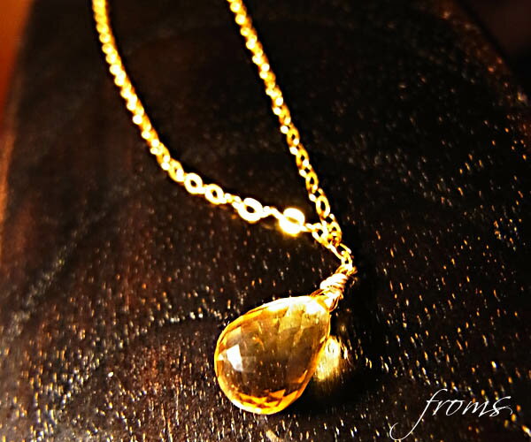 14金GF シトリン 華奢 ネックレス 天然石 スピリチュアル パワーストーン レディース ゴールドフィルド..
