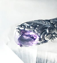 silver925スピリチュアルジュエリーBalianボタニカルcuffブレスレットバングルアメジストペアカットbali15