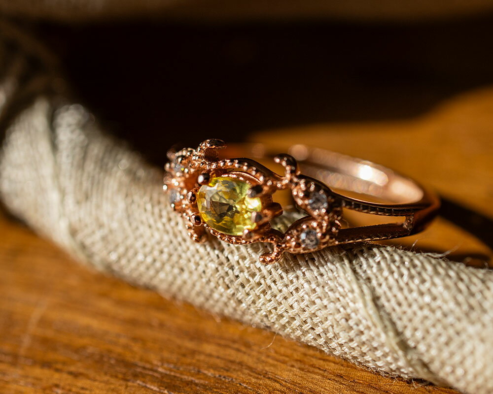 イエローサファイア プクラジストーン フリーサイズ リング 約0.5ct 5×4mm ファセットカット 指輪 【2月】Silver925