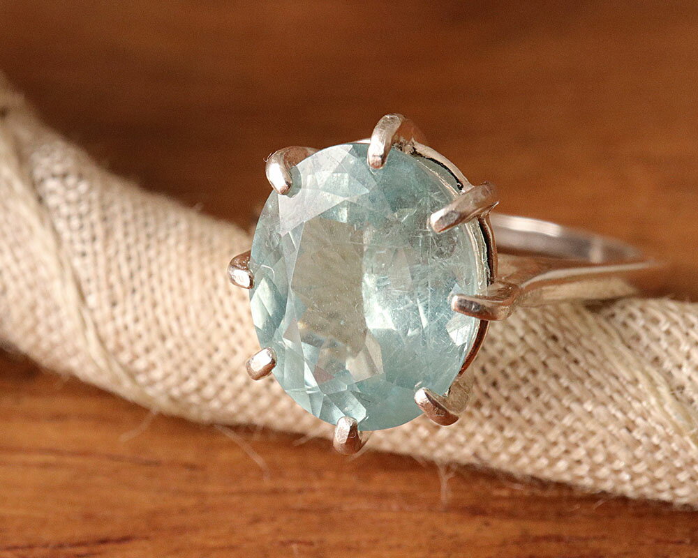 レア 天然石 シーフォームカイヤナイト アクアカイヤナイト 4.22ct Silver925 パワーストーン レディース メンズ 一点物 指輪 サイズ変更無料 送料無料