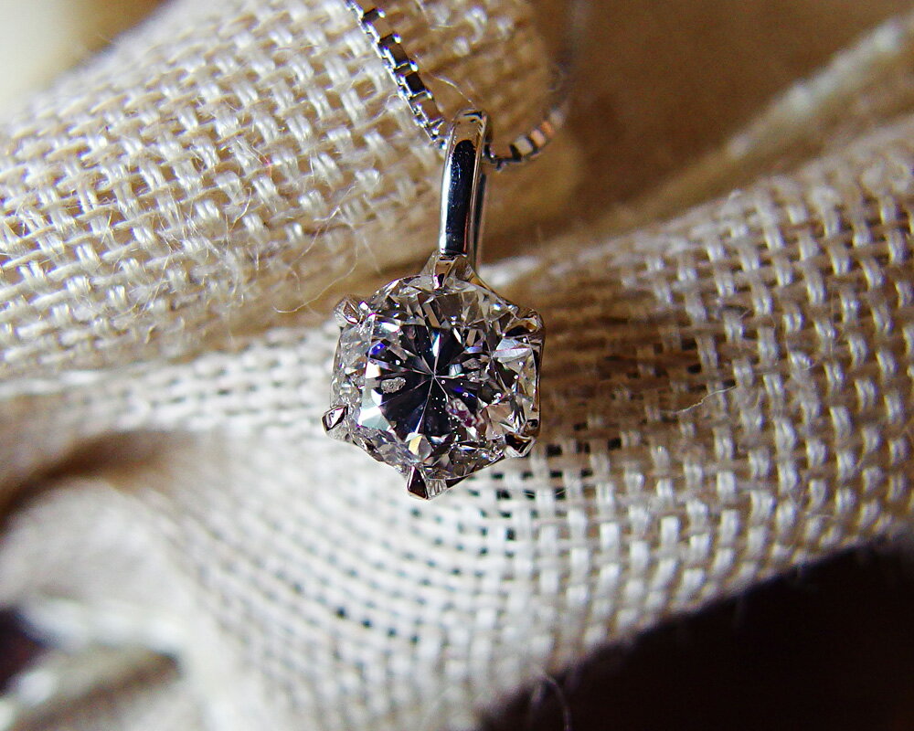 乐天商城 - プラチナ900 一粒ダイヤ 6本爪 天然 ダイヤモンド ペンダント 0.468ct プレゼント【 送料無料 】鑑別書付き 即納
