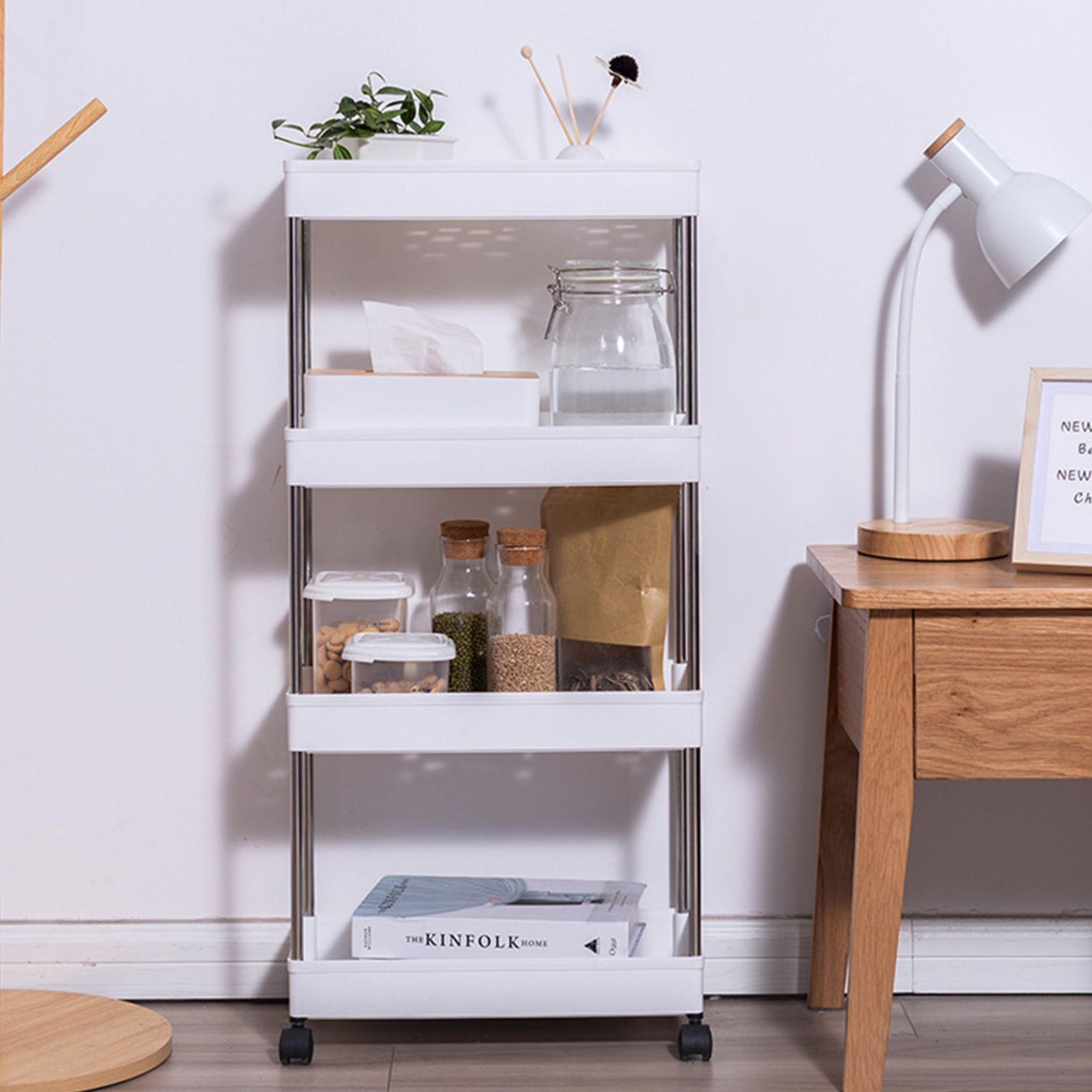 送料無料・在庫あり スリムキッチンワゴン キャスター付き 隙間収納ラック 台所整理整頓 省スペース 調..