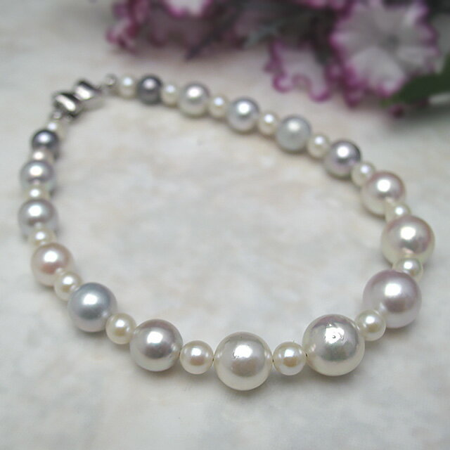 真珠ブレス 送料無料 あこやマルチカラーブレスレットパール ジュエリー 入学式　真珠婚　30年 おすすめ品 可愛い プレゼント 人気 誕生日