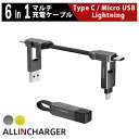 6in1ケーブル マルチ充電ケーブル ALL IN CHARGER オールインチャージャー【 usb type-c ライトニングケーブル 充電 マルチケーブル iPhone 充電 ケーブル 短い 変換