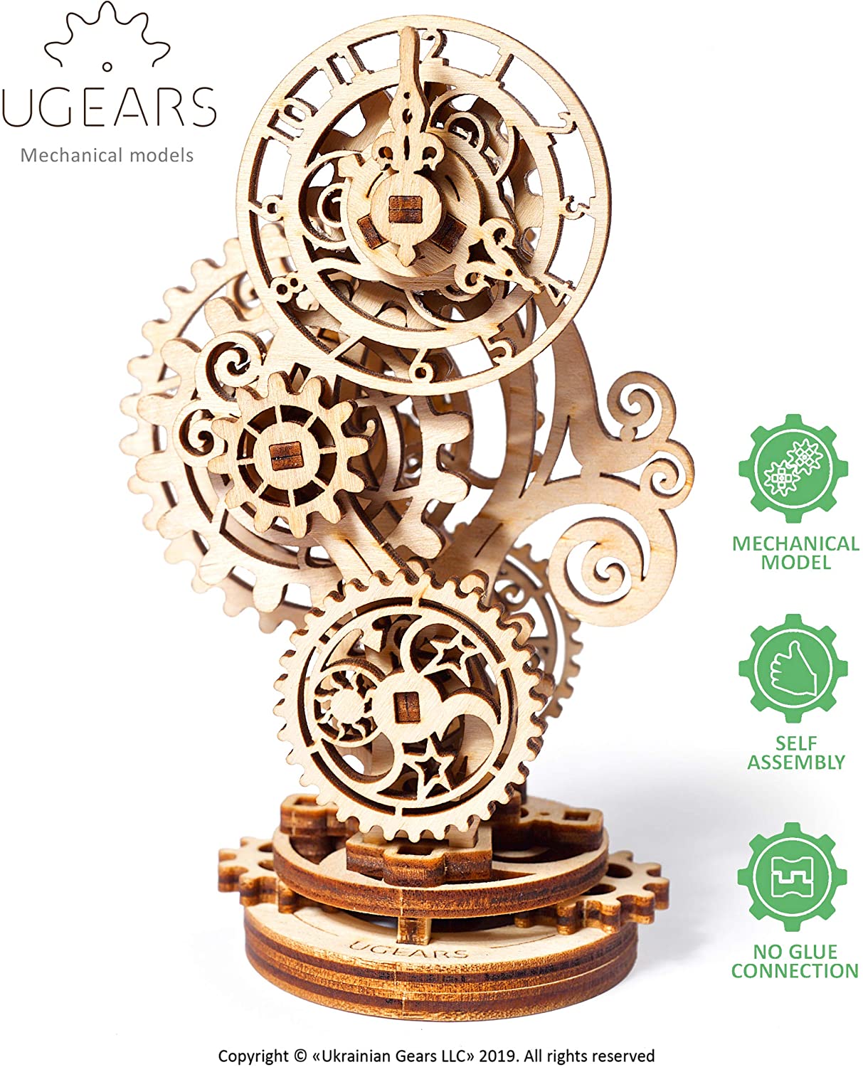 Ugears ユーギアーズ スチームパンククロック 70093 Steampunk Clock 木製 ブロック DIY パズル 組立 想像力 創造力 おもちゃ 知育 ウッドパズル 3D 工作キット 木製 模型 キット