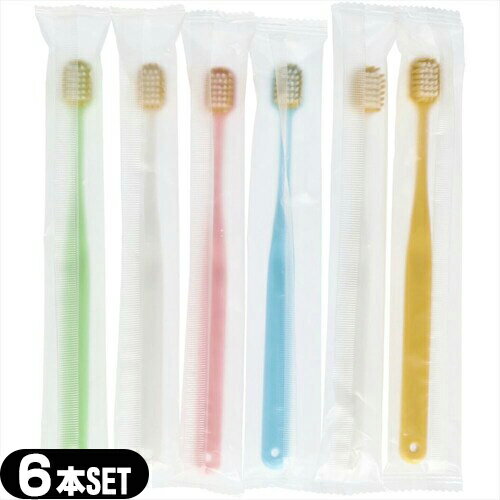 K.K物産 幅広先細ハブラシ 6列ヘッド (WideTip Tooth brush) 個包装 ふつう 6本パック - ブラシ先端超極細0.01mm