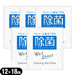 【ネコポス全国送料無料】【ホテルアメニティ】業務用使い捨てアルコール配合ウェットシート(おてふき)x5個 セット - 除菌シート。アルコール濃度75%、携帯に便利な個包装タイプ。Cleaning Wet Wipe!【smtb-s】