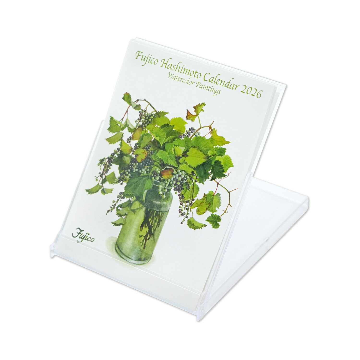 2026カレンダー卓上 橋本不二子書き込み｜cal-200 2026年 カレンダー 卓上 プラケース入り 花柄 植物 六曜入り インテリアカレンダー おしゃれ 華やか 誕生日プレゼント 誕プレ 新生活 ギフト デスク周り 受付 ビジネス オフィス 会社 ノベルティ フロンティア 日本製