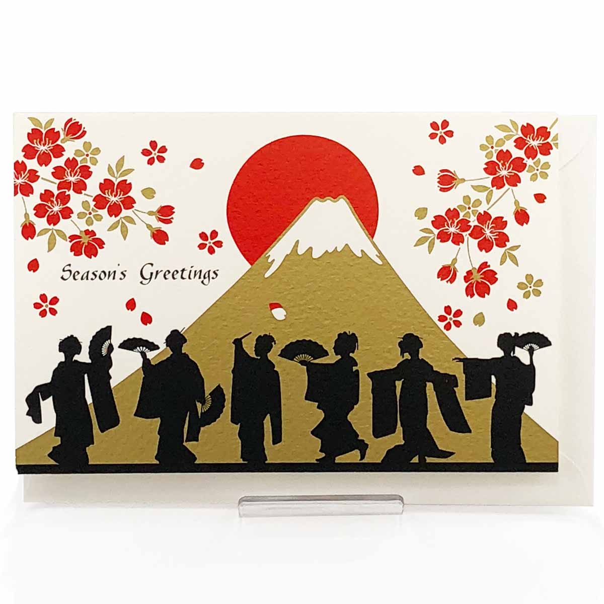 シルク印刷クリスマスカード 舞妓さんと富士山 フロンティア デザイン おしゃれ 大人