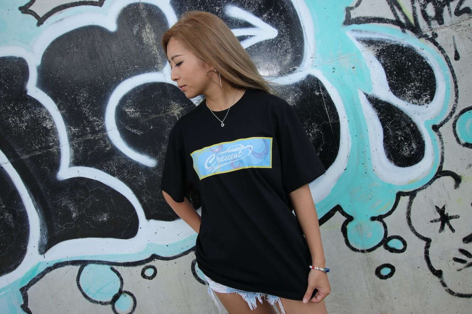 Crescent Garage クレセント ガレージ カーパーツ オリジナルTシャツ 黒 ブラック 青 ブルー ロゴ入り サイズ レディース メンズ 半袖 おしゃれ トレンド 人気 部屋着 ルームウェア トップス シンプル 定番 まとめ買い 車 ドリフト サーキット スポーツカー